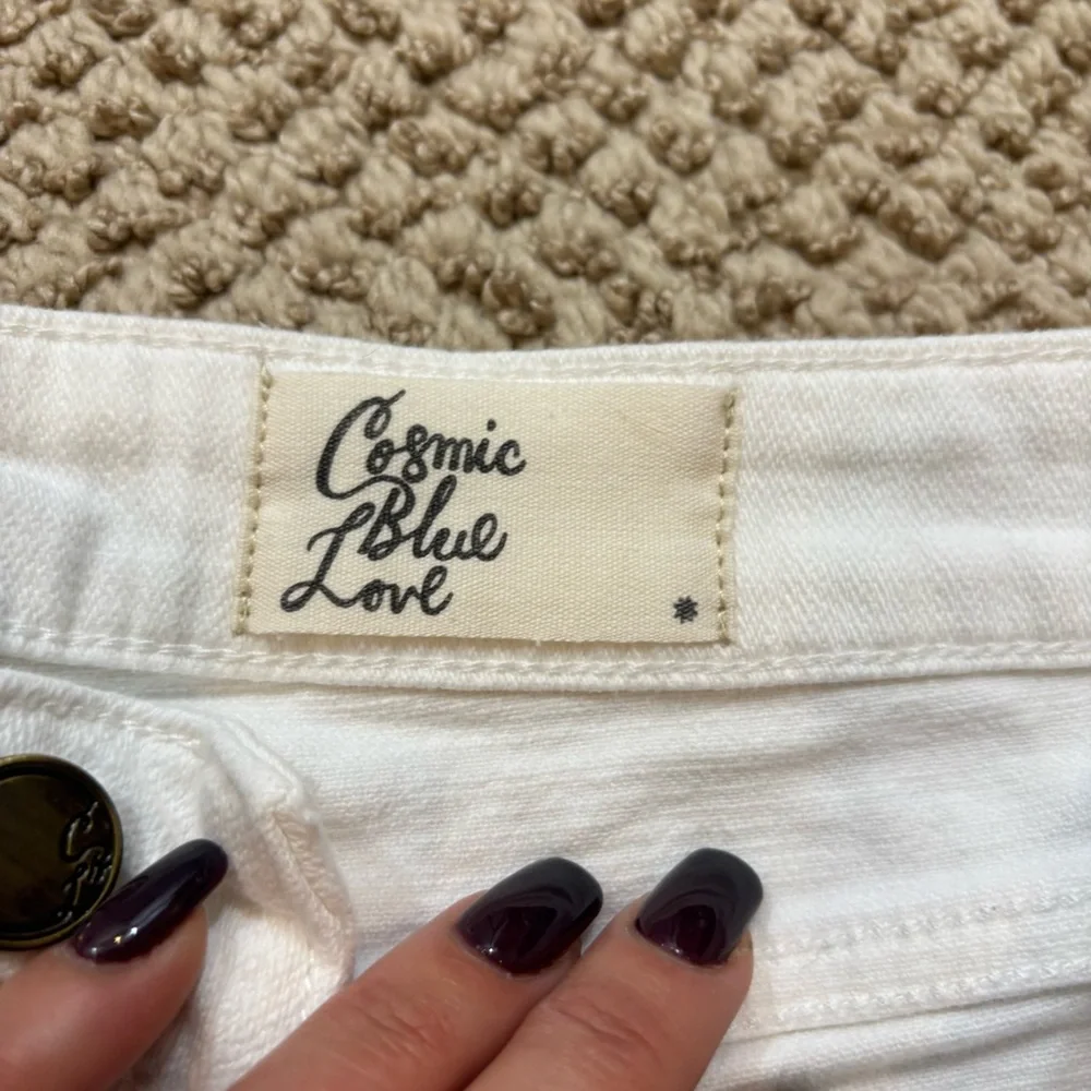 Ladies Cosmic Blue Love White Denim Jeans Size Straight Leg Size‎ 30